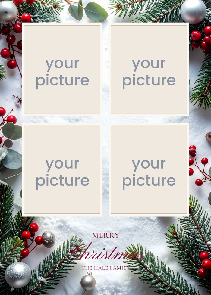 Front of a Christmas photo card