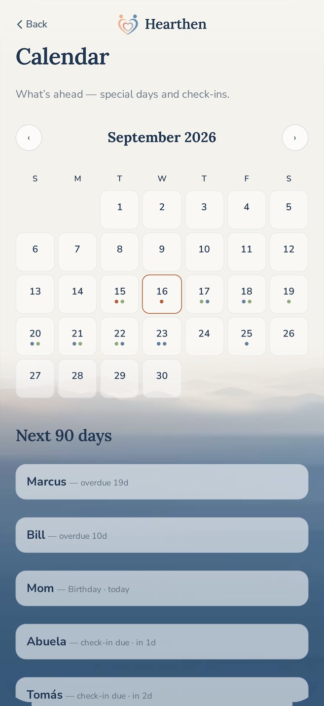 The calendar across everyone