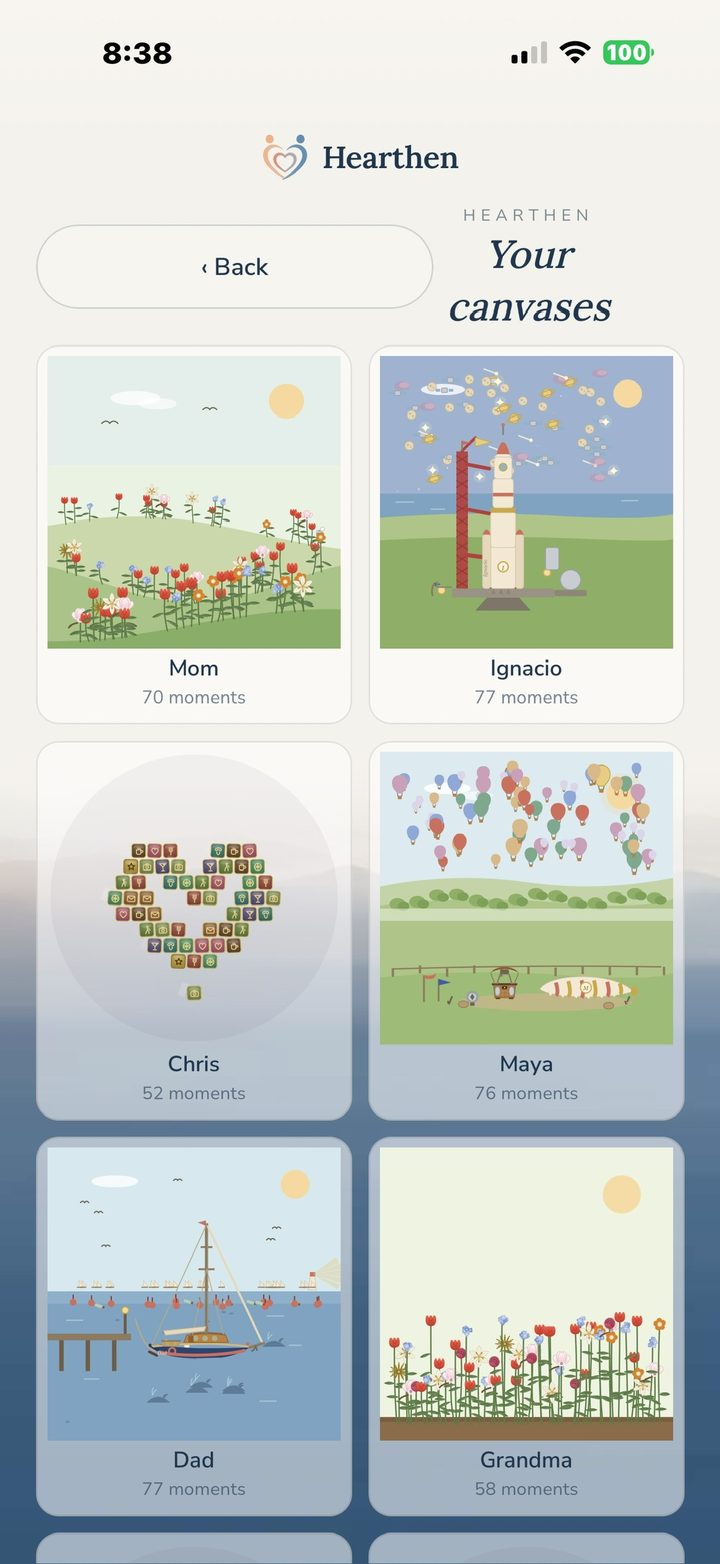 Your canvases — a garden, a rocket, a heart, a sailboat