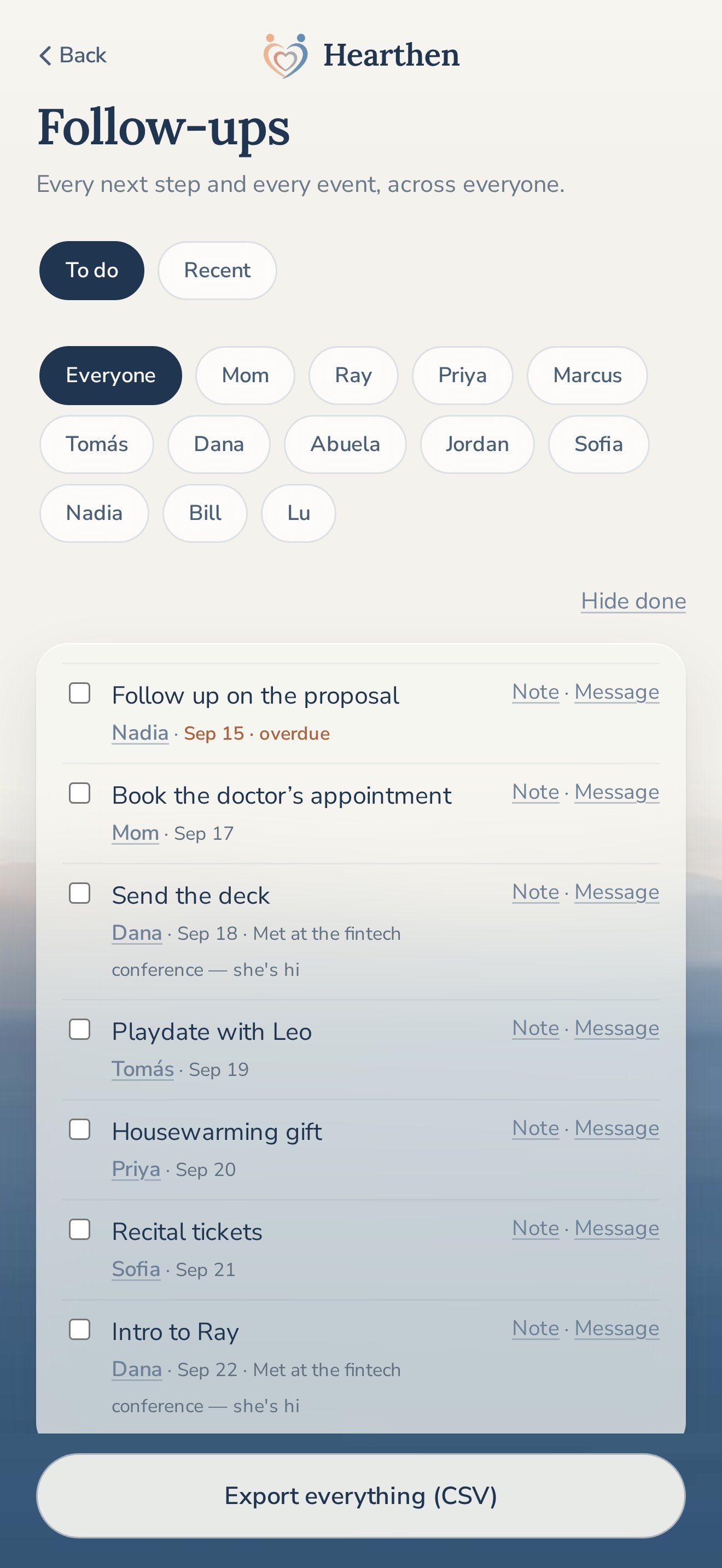 Follow-ups across everyone